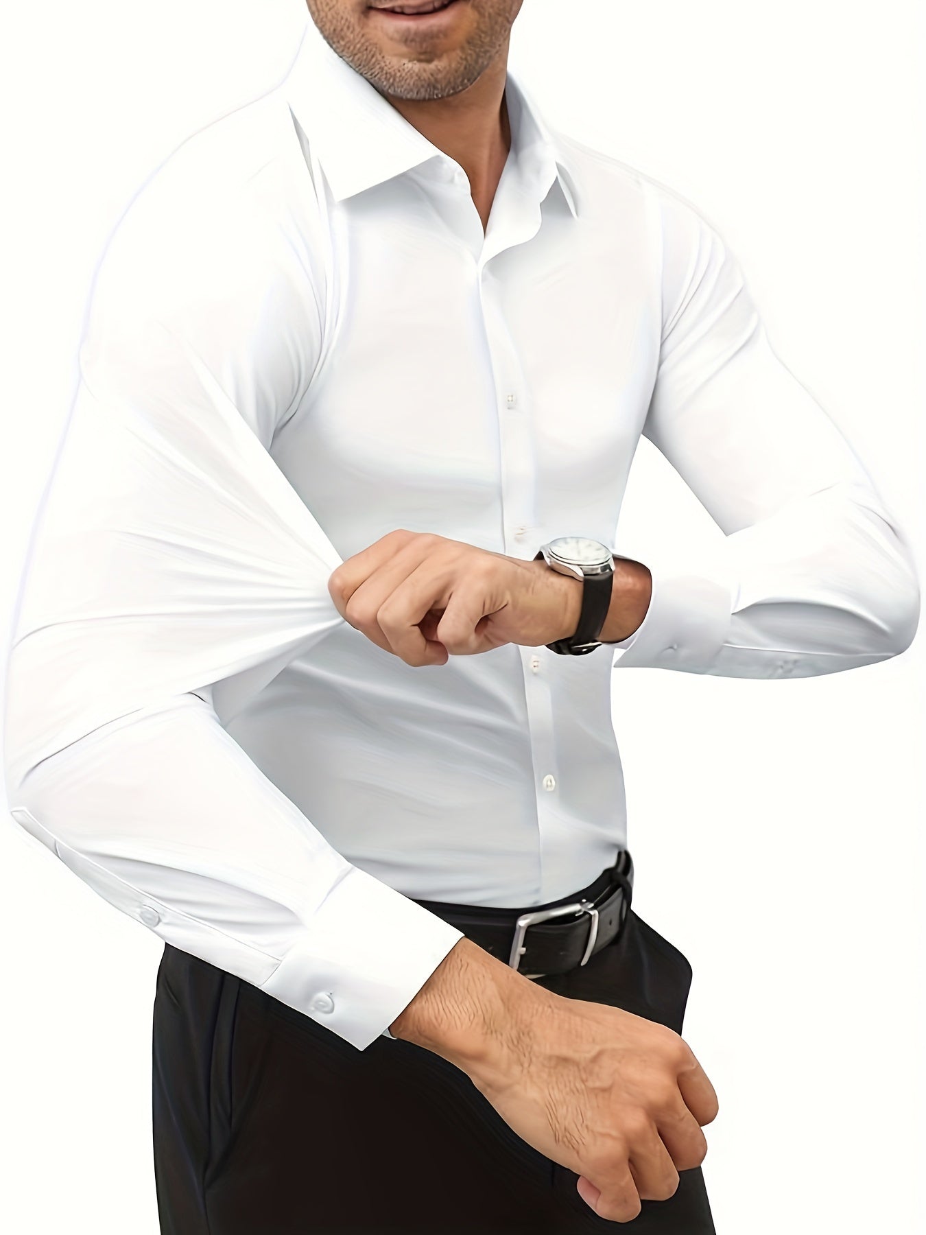 Slim-Fit Stretch Overhemd met Knoopsluiting voor Heren