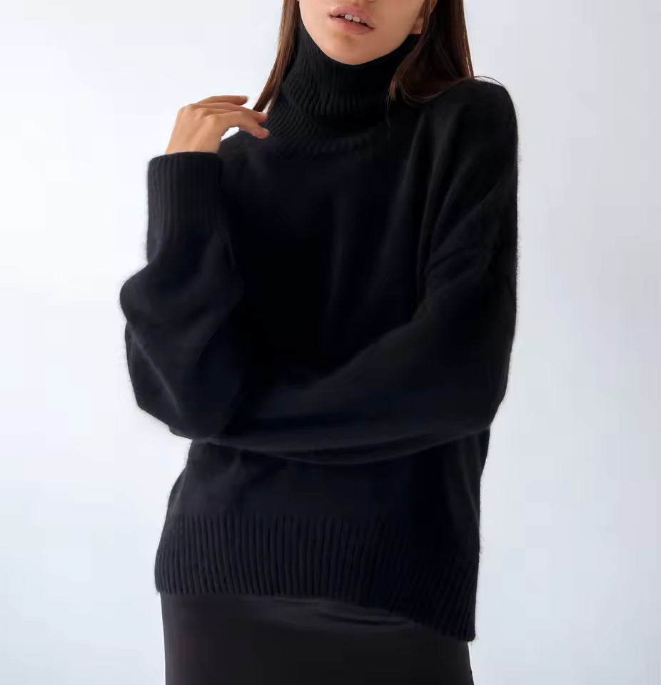 Dames Trui – Oversized Pasvorm – Wolmix – Ribkraag – Lange Mouwen