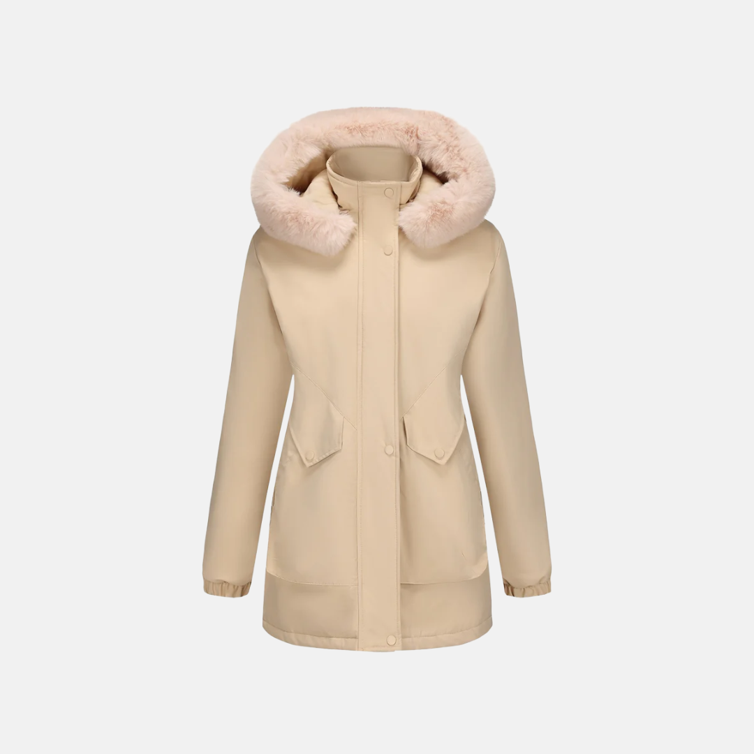 Women's parka coat – Relaxed fit – Water-repellent – Faux-fur hood – Waist drawcord