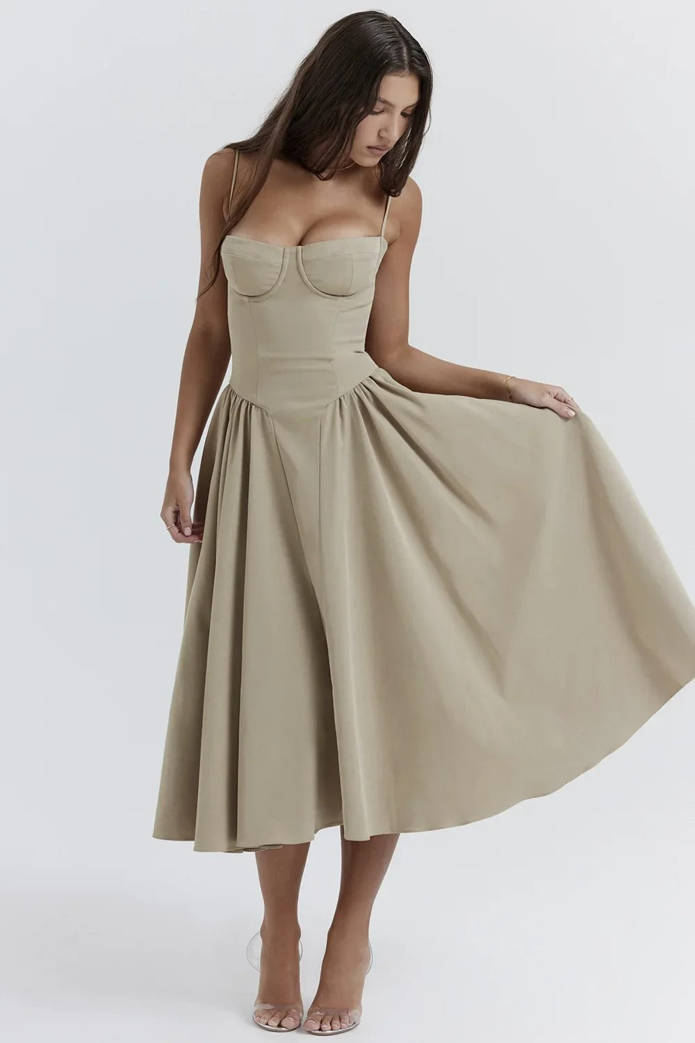 Elegante armloses midi jurk ontworpen voor dames