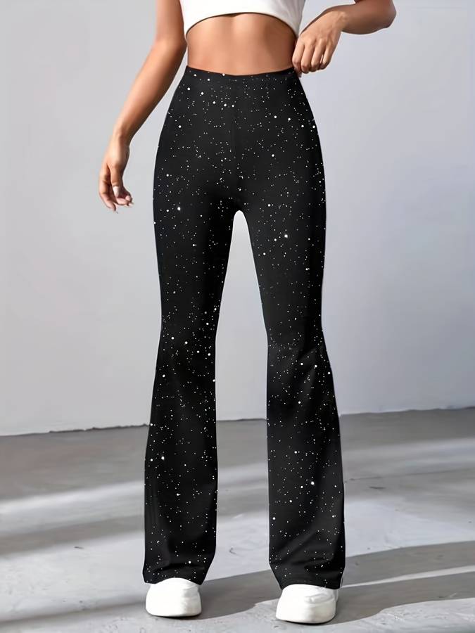 Flared Broek in Glitterstof voor Dames