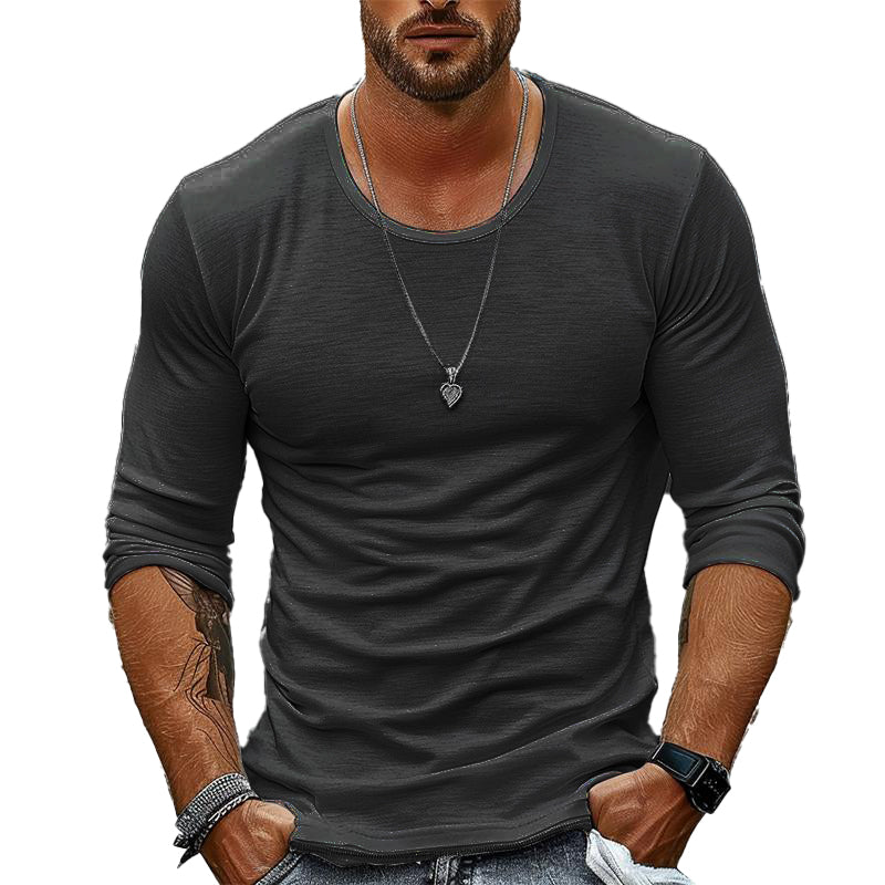Casual Heren T-Shirt met Lange Mouwen en Ronde Hals voor heren
