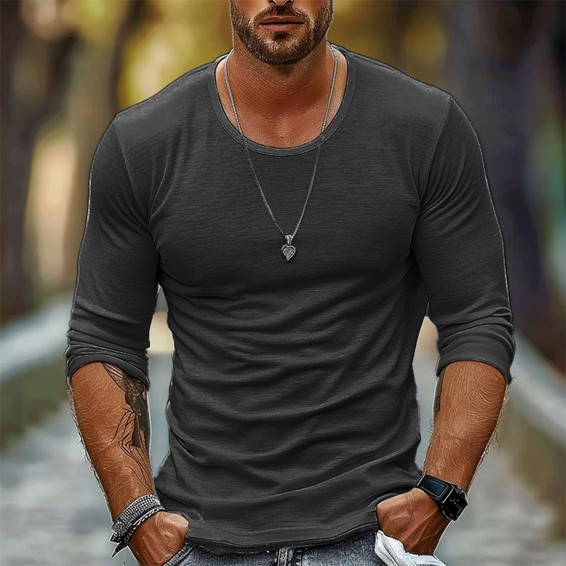 Casual Heren T-Shirt met Lange Mouwen en Ronde Hals voor heren