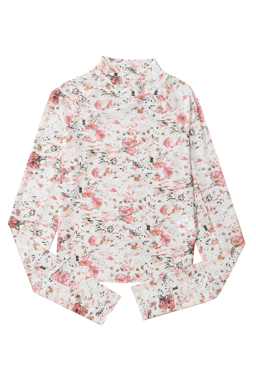 Chique bloemen mesh top in bruin met lange mouwen voor dames