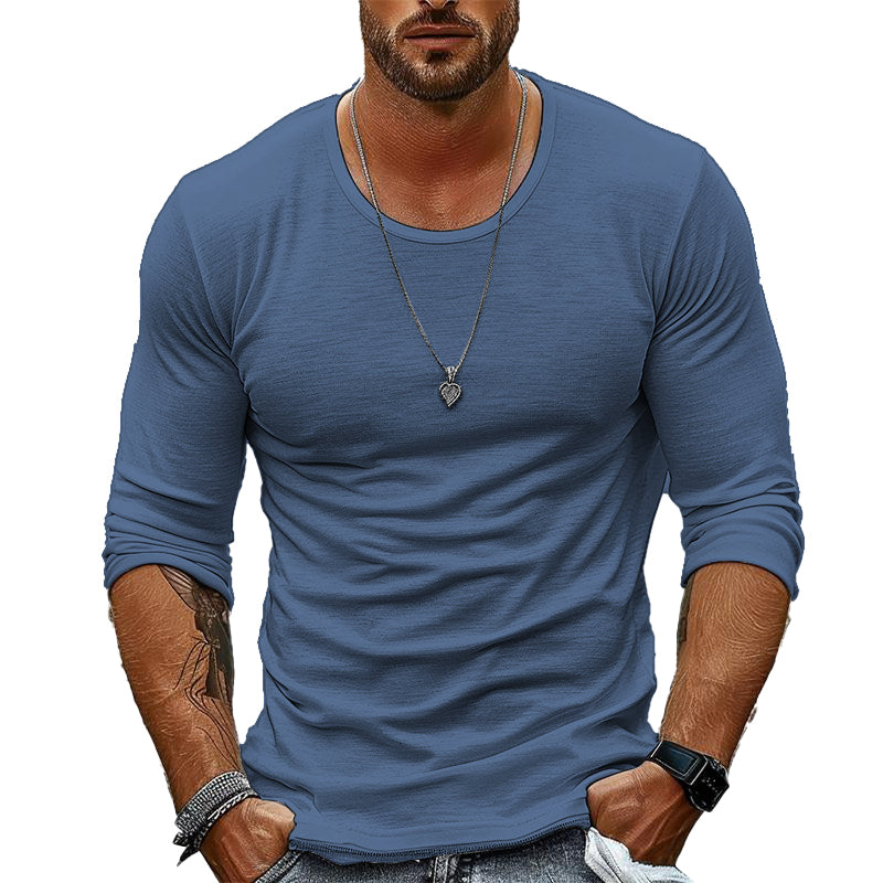 Casual Heren T-Shirt met Lange Mouwen en Ronde Hals voor heren