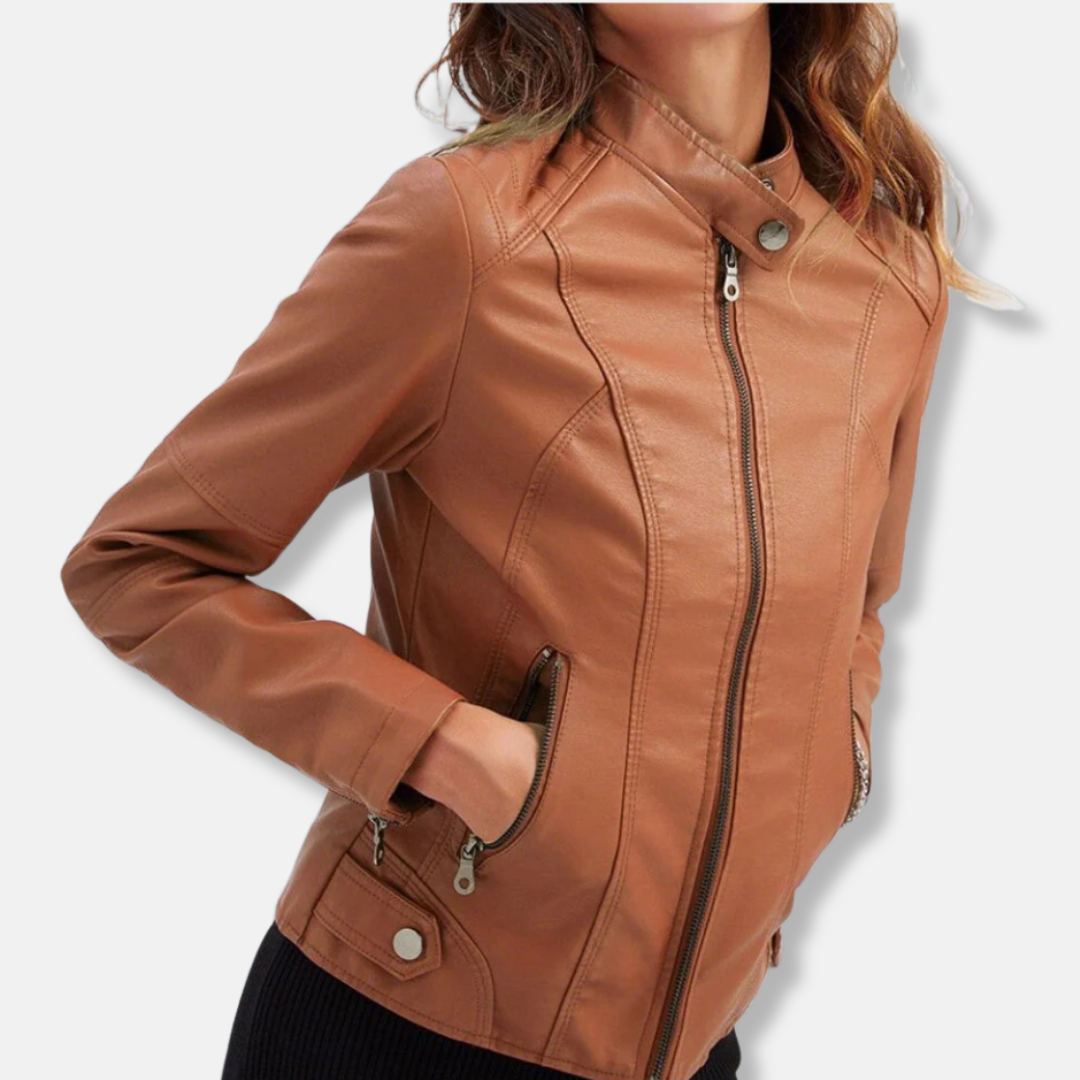 Women's biker jacket – Tailored Fit – Stand-up collar – Zip pockets