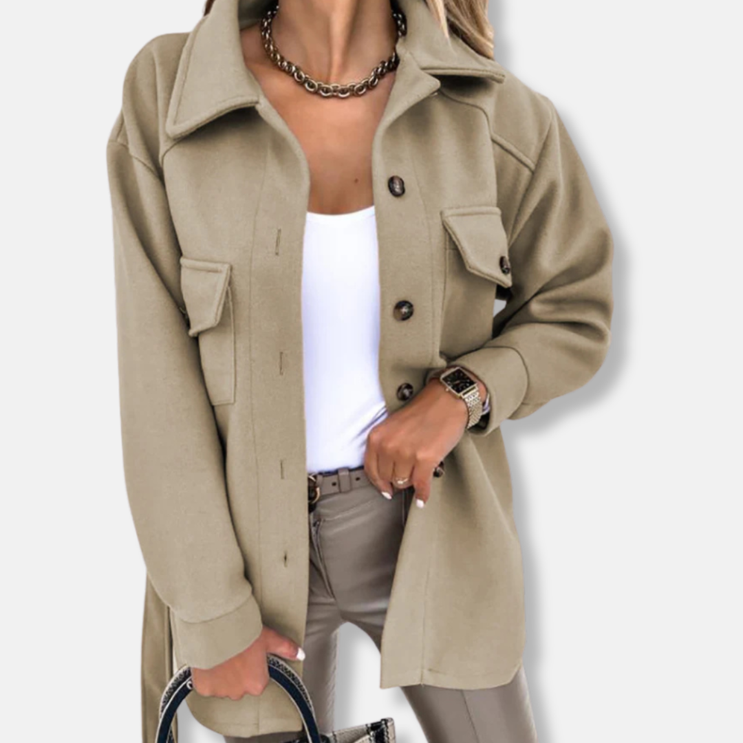 Women's Shacket – Oversized Relaxed Fit– Long Model – Button Closure – Patch Pockets