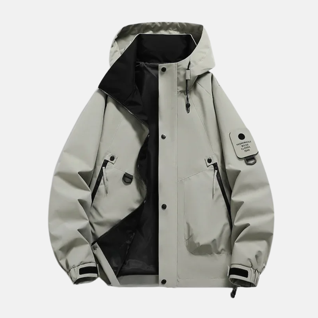 Men's Windbreaker – Technical Design – Hood – Multiple Pockets – Adjustable Cuffs