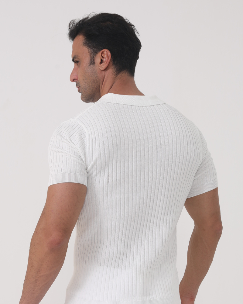 Poloshirt van Katoen met Structuur voor Heren