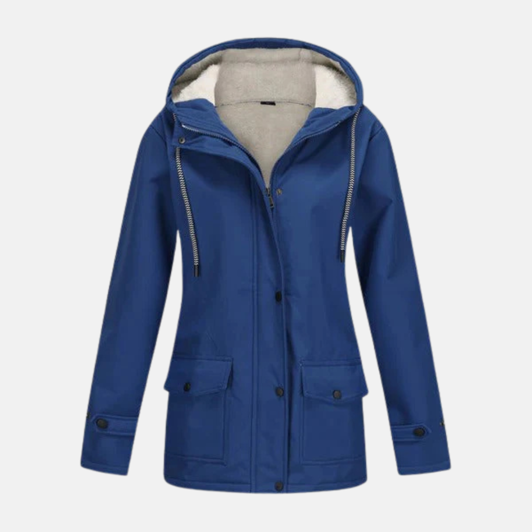 Women's Coat with Hood – Water-Repellent – Fleece Lined – Straight Fit – Mid-Length