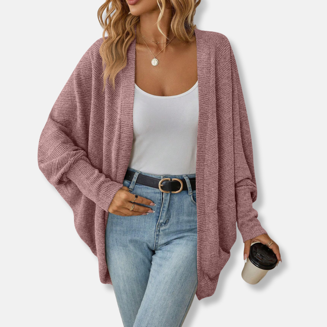 Ladies' Cardigan – Oversized Fit – Open Front – Batwing Sleeves – Soft Knit