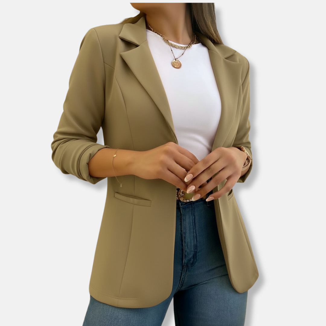 Women's blazer – Tailored fit – Three-quarter sleeve – Notched lapel – Flap pockets