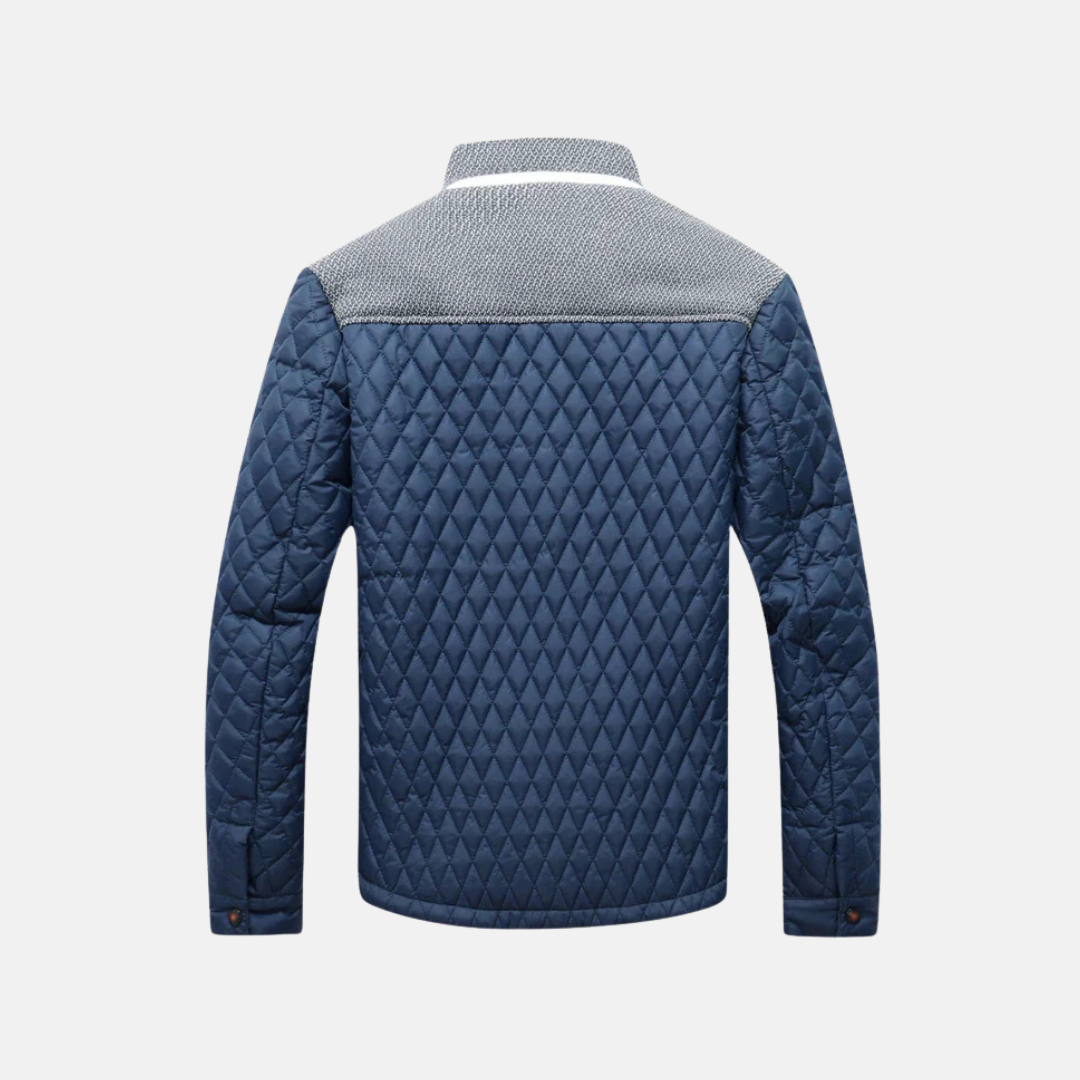 Men's Jacket - Woven Fabric - Regular Fit - Stand Collar - Diamond Stitching