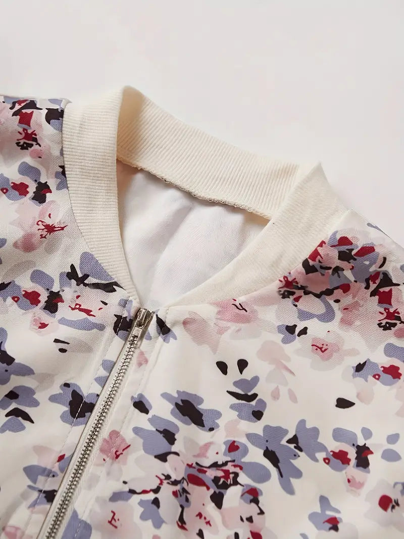 Dames Bomberjas met Bloemenmotief – Comfortabel en Modieus