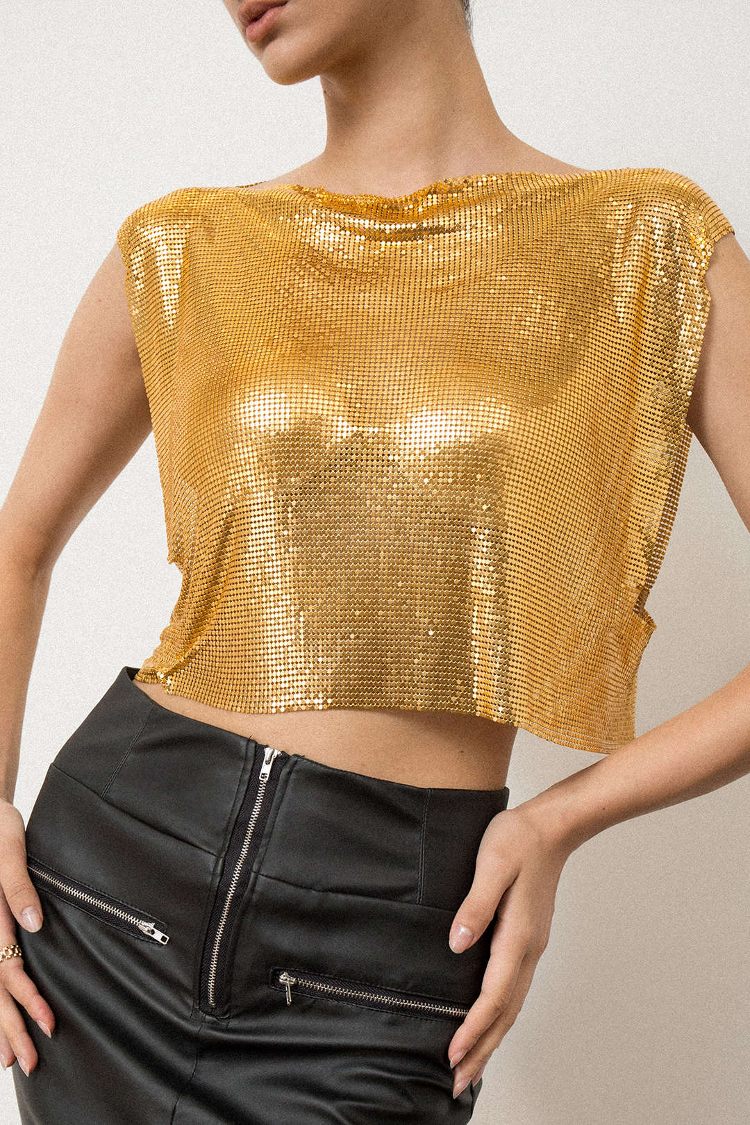 Glinsterende Metallic Tanktop