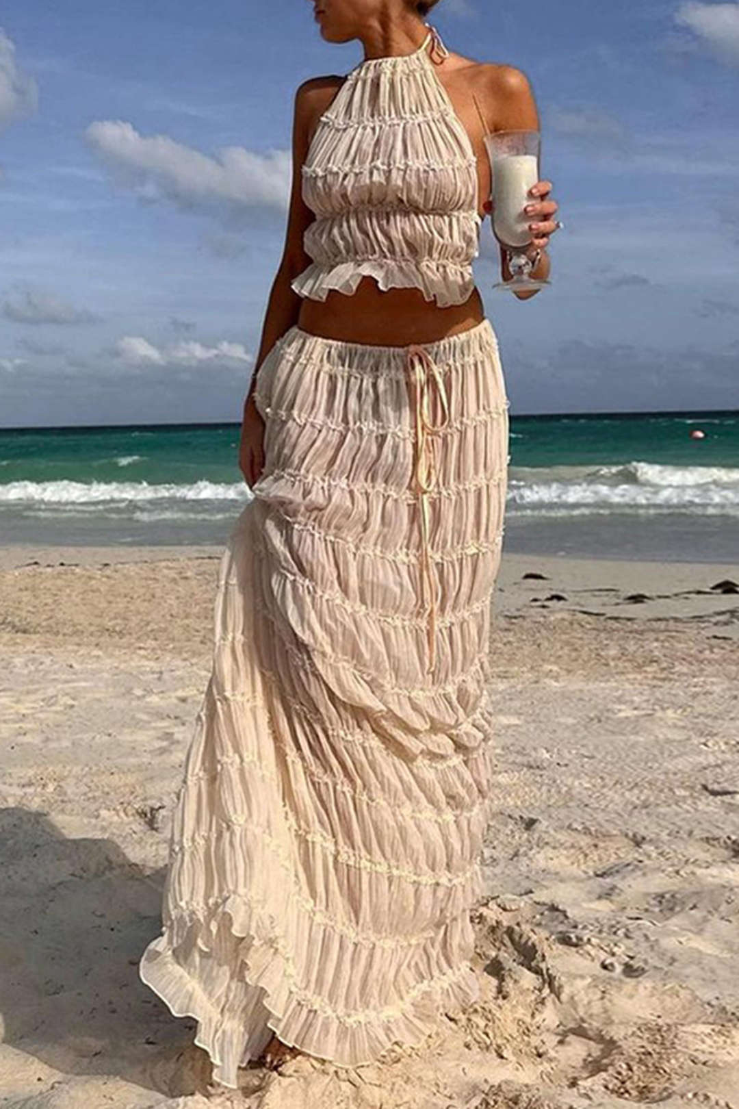 Isla Boho Ruches Rok & Blote Rug Ensemble