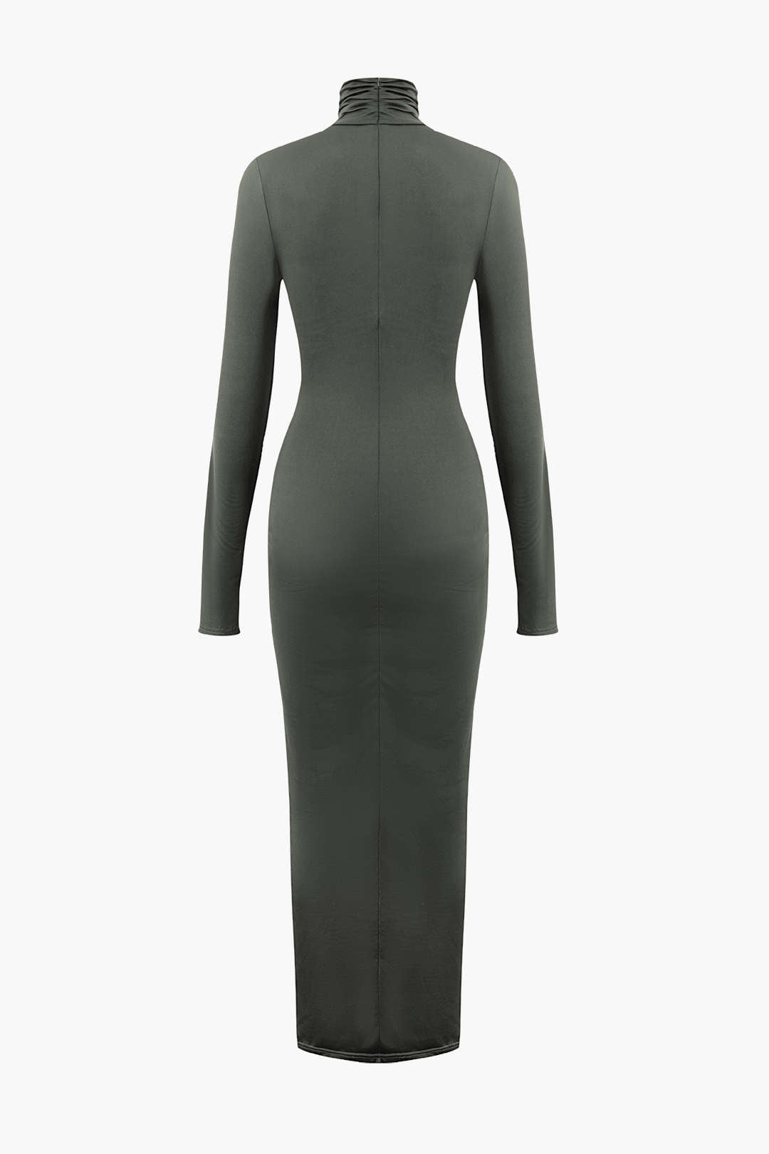 Wikkelruche Maxi Jurk met Hoge Hals