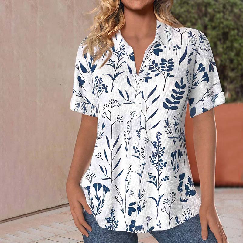 Casual Blouse met Bladerenprint voor Dames