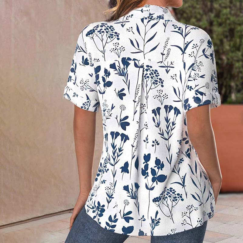 Casual Blouse met Bladerenprint voor Dames