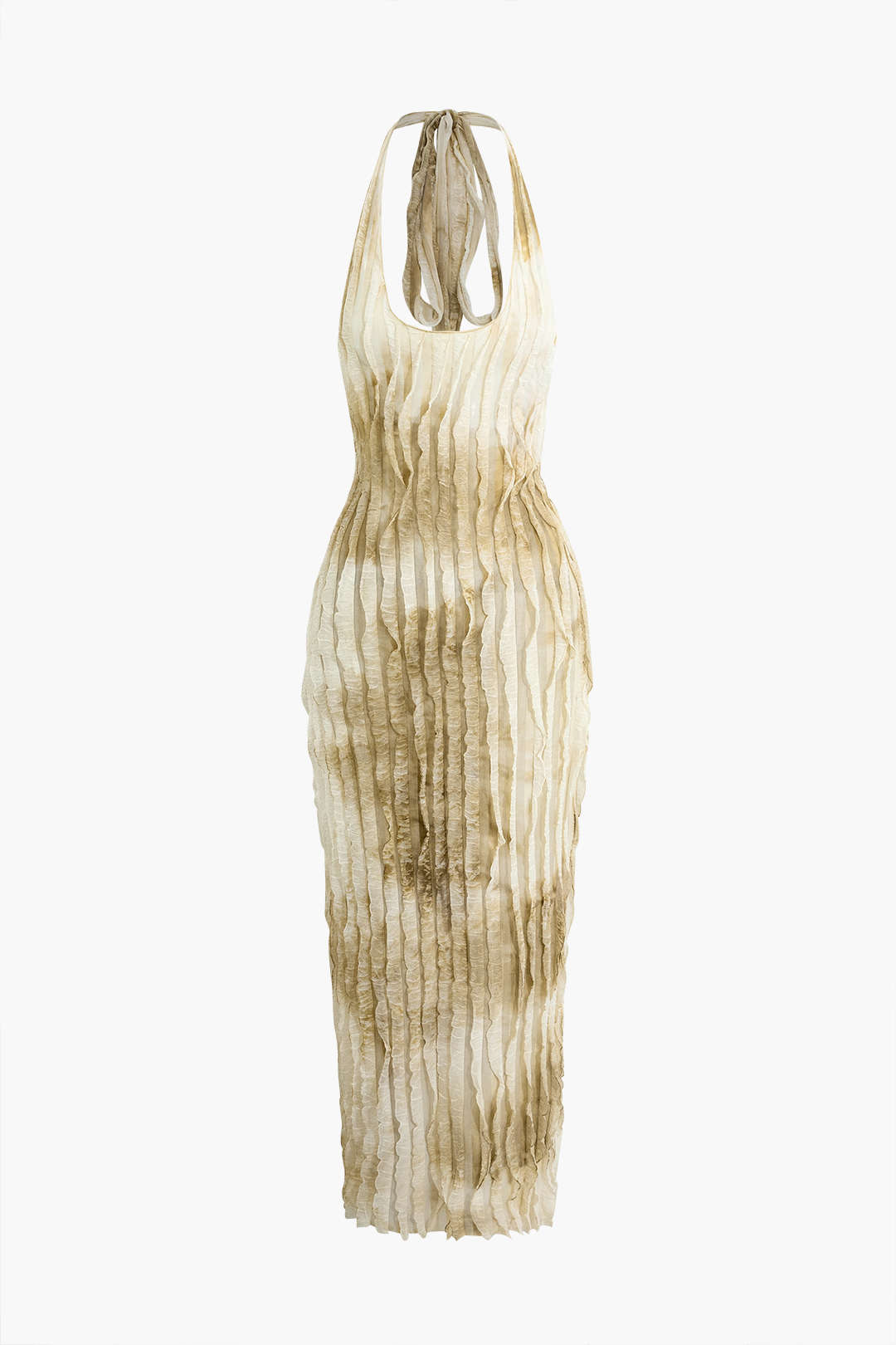 Transparante Ruffle Rugloze Maxi Jurk