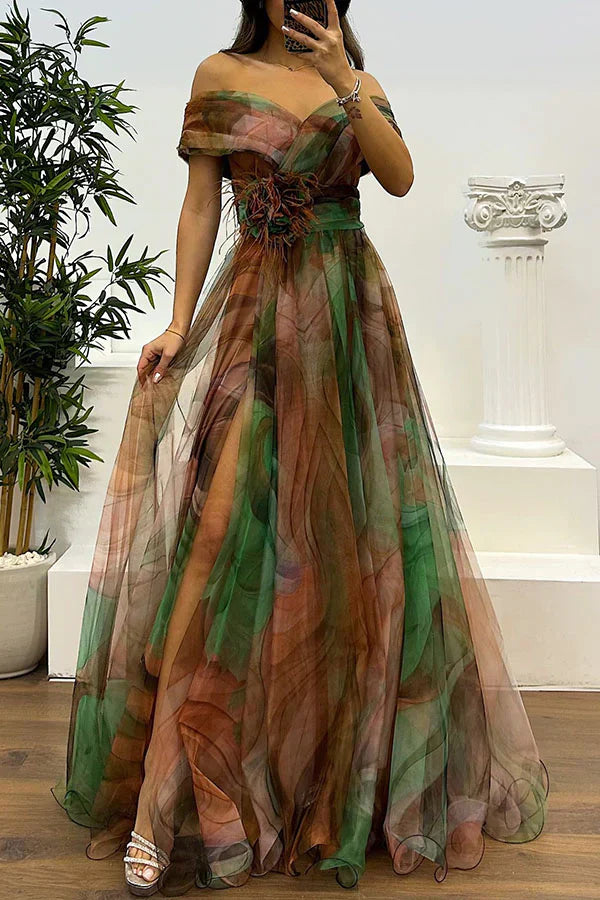 Dames Elegante Off-Shoulder Maxi Jurk