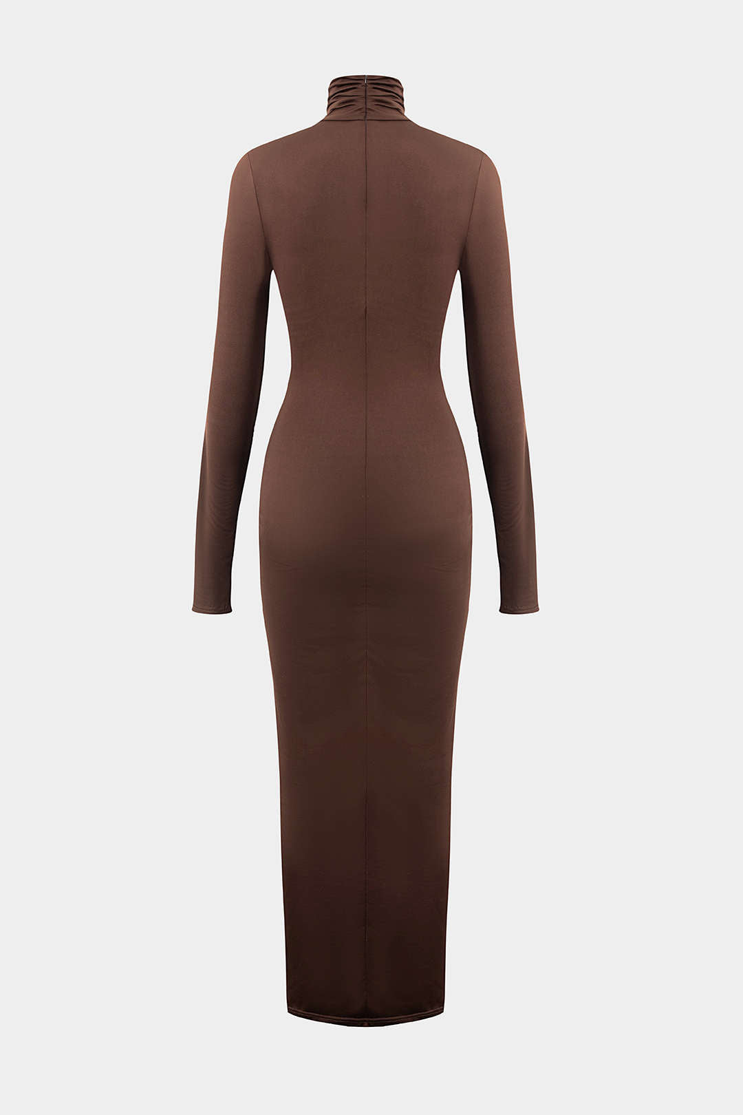Wikkelruche Maxi Jurk met Hoge Hals