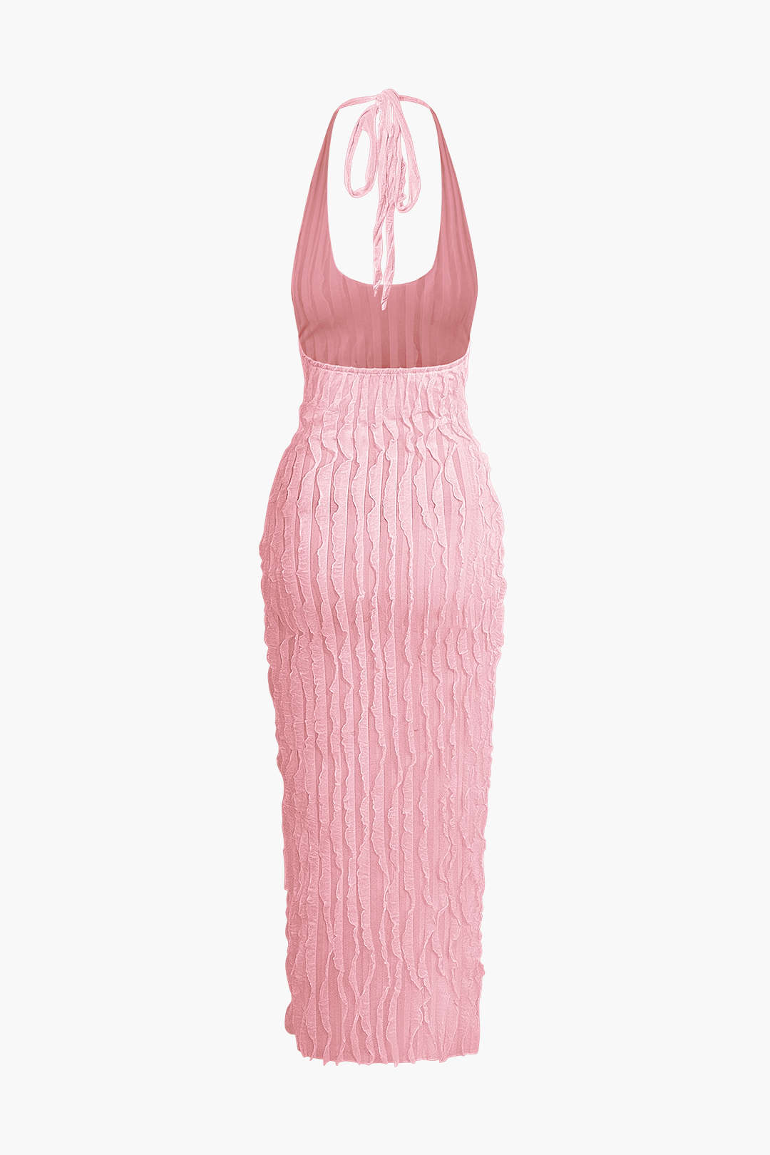Transparante Ruffle Rugloze Maxi Jurk