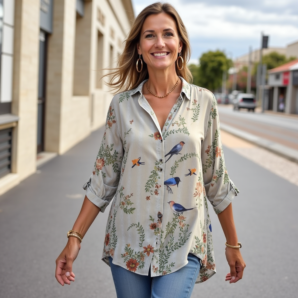 Comfortabele Plus-Size Vintage Bloemenblouse voor Dames