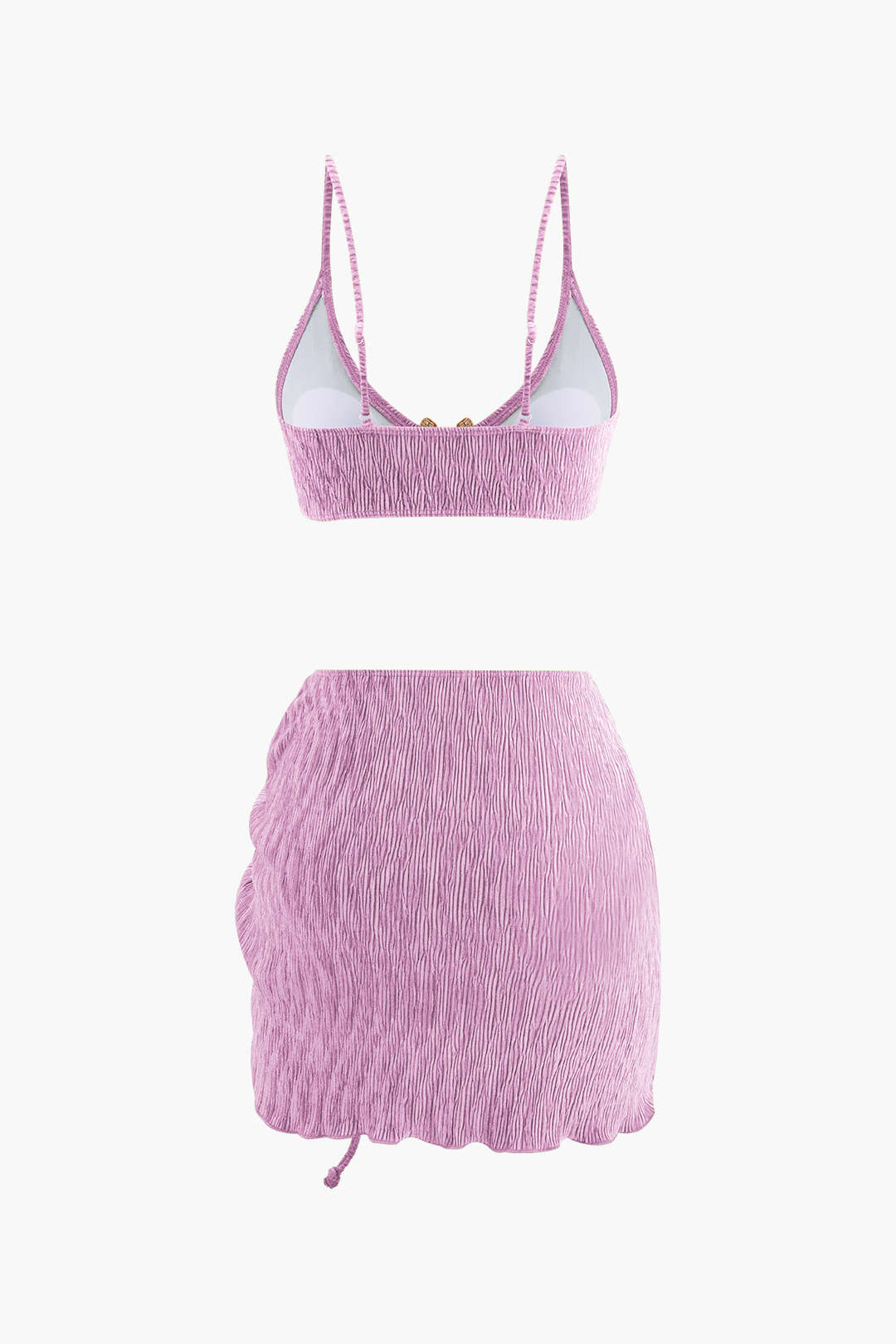 Fluweelstructuur U-Ring Bikini Met Sarong 3-Delige Set