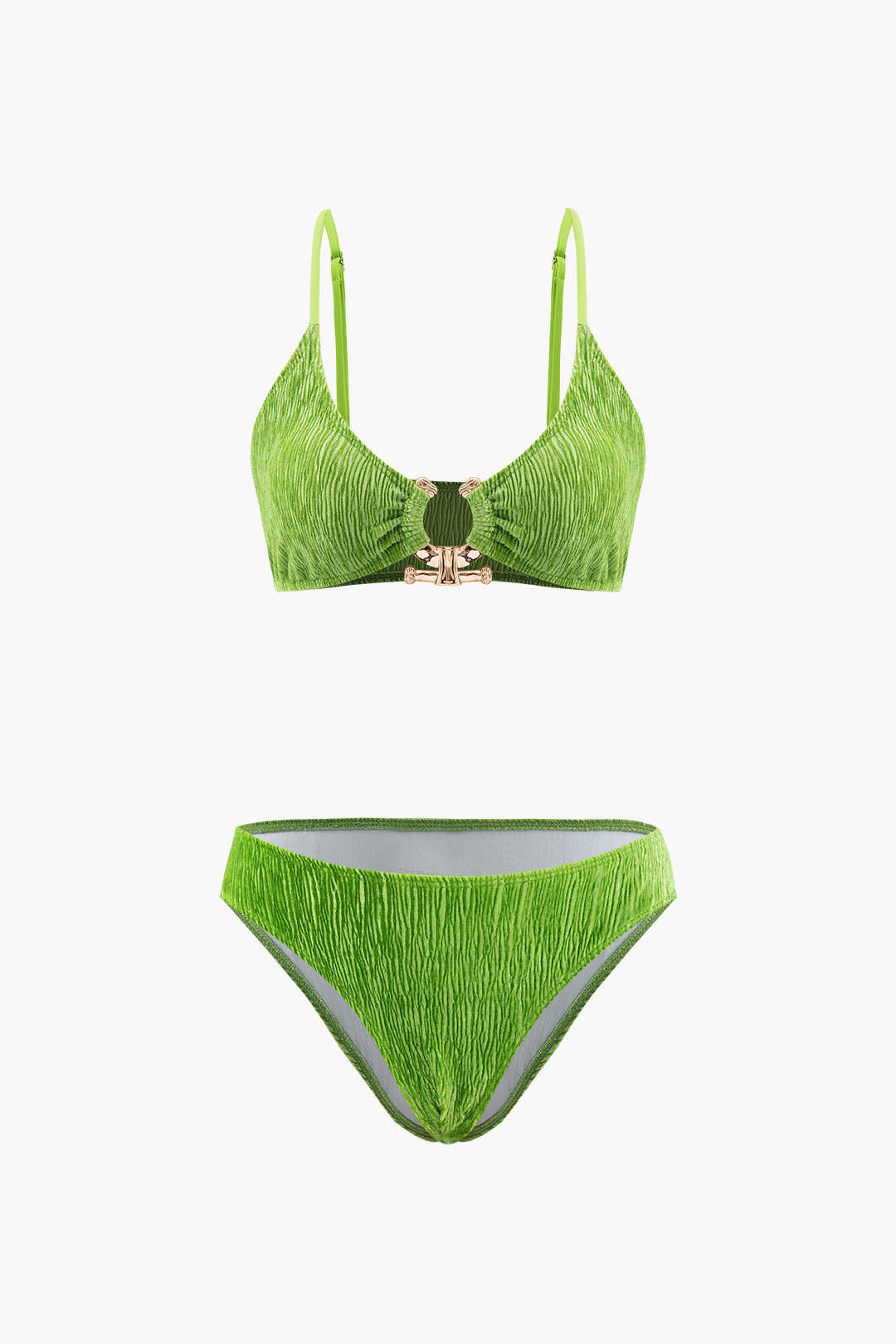 Fluweelstructuur U-Ring Bikini Met Sarong 3-Delige Set
