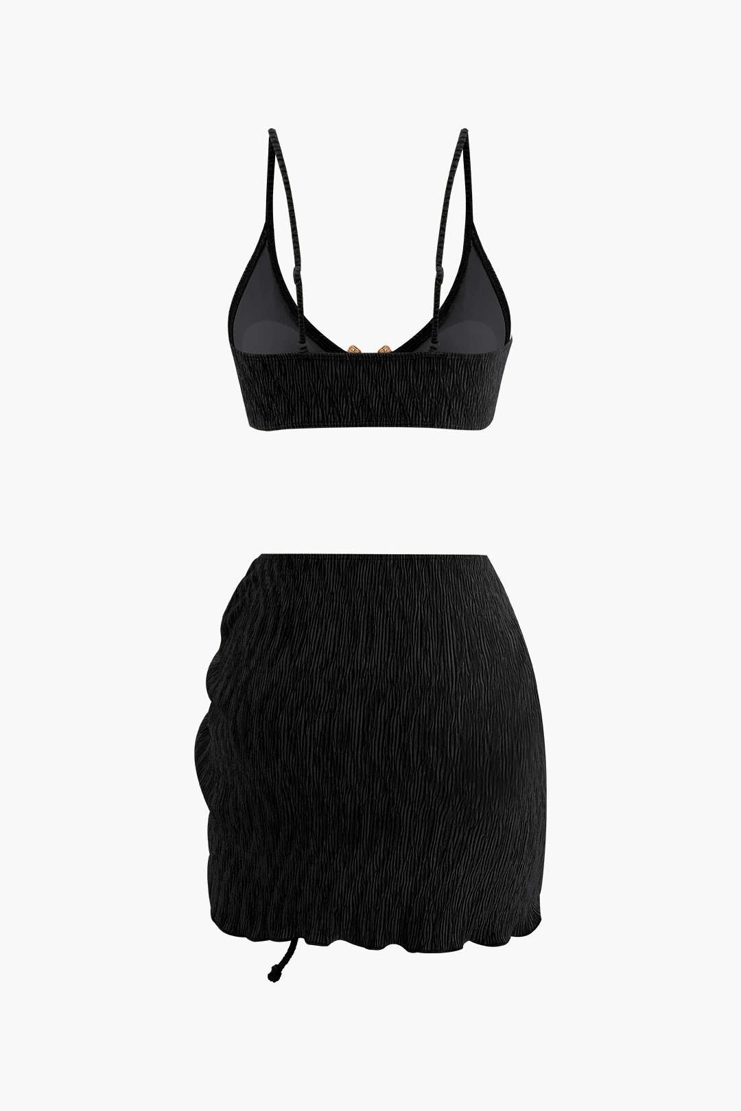 Fluweelstructuur U-Ring Bikini Met Sarong 3-Delige Set