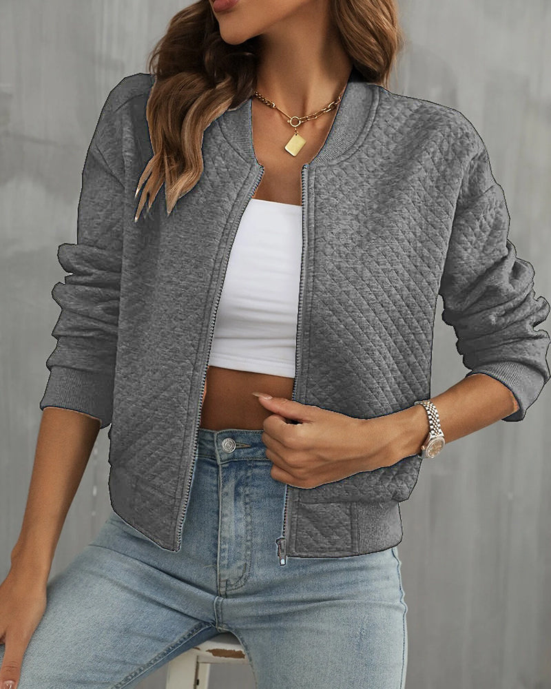 Dames Cardigan -  Getailleerde Pasvorm  - Geribbelde Bies - Ritssluiting -  Elegant Ontwerp