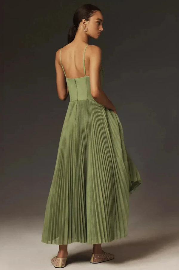 Bustier Midi Jurk van Geplisseerde Tulle voor Dames