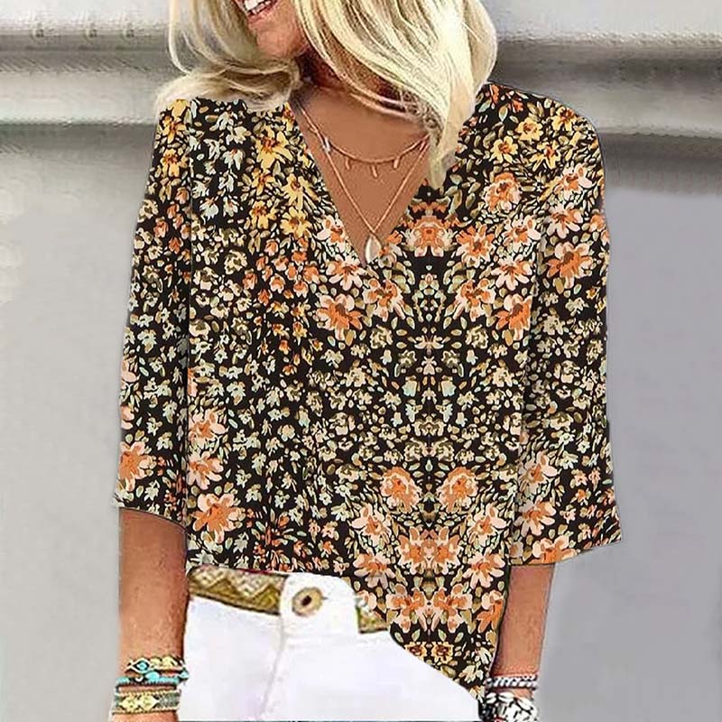 Vintage Bloemenprint Blouse voor Dames