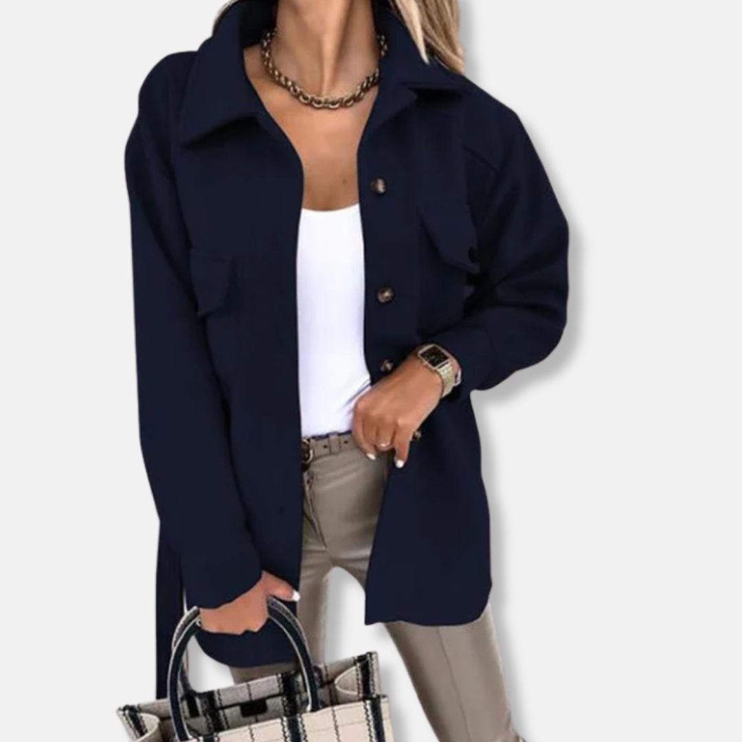 Women's Shacket – Oversized Relaxed Fit– Long Model – Button Closure – Patch Pockets