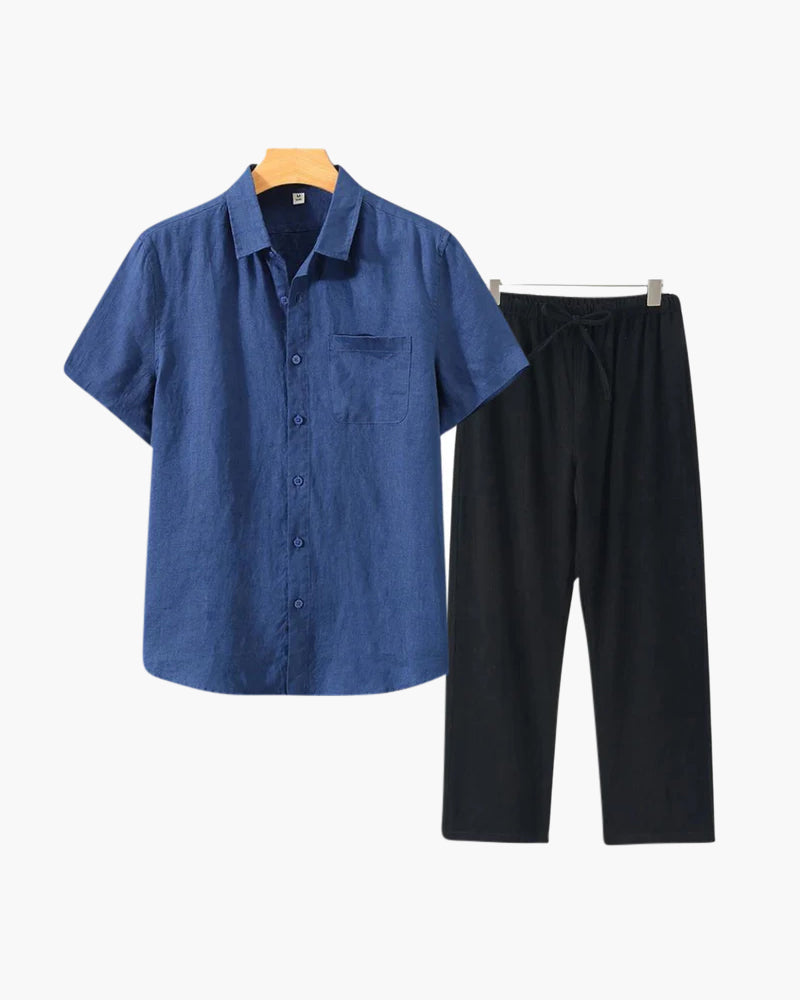 Premium Linnen Overhemd en Broek Set voor Heren