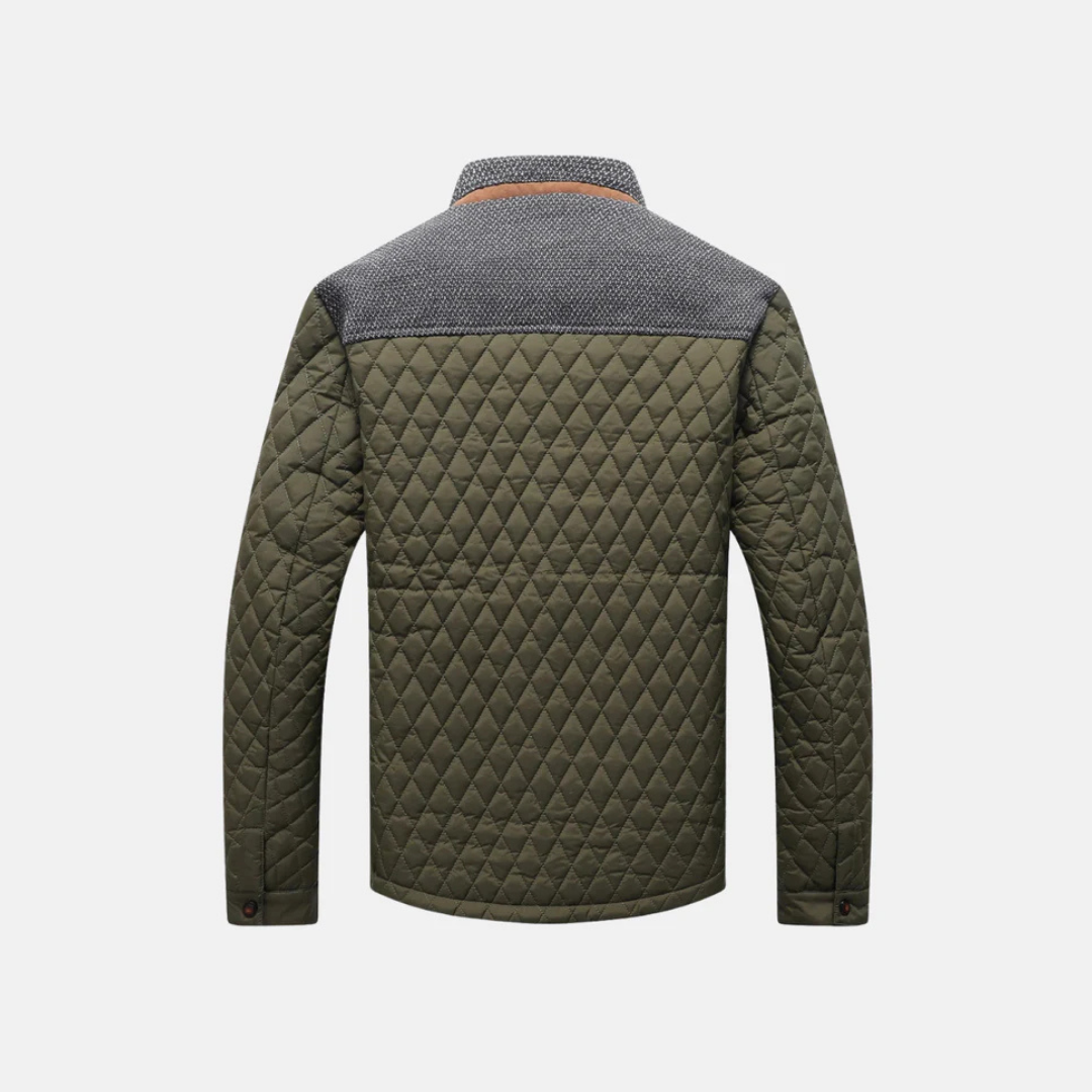 Men's Jacket - Woven Fabric - Regular Fit - Stand Collar - Diamond Stitching