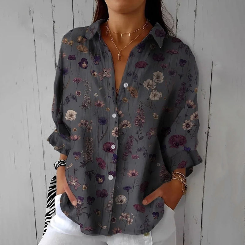 Vintage Bloemenprint Blouse voor Dames
