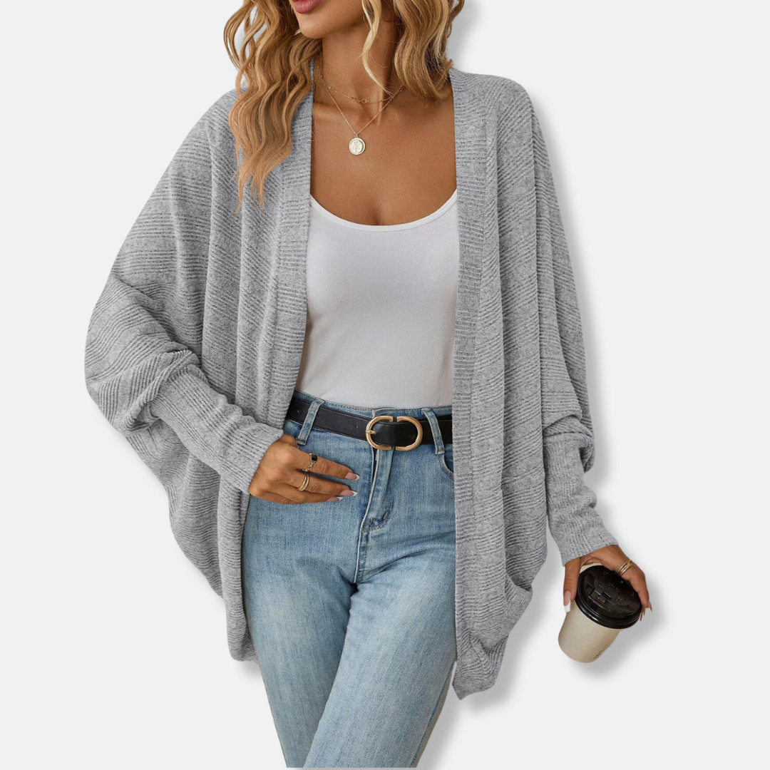 Ladies' Cardigan – Oversized Fit – Open Front – Batwing Sleeves – Soft Knit