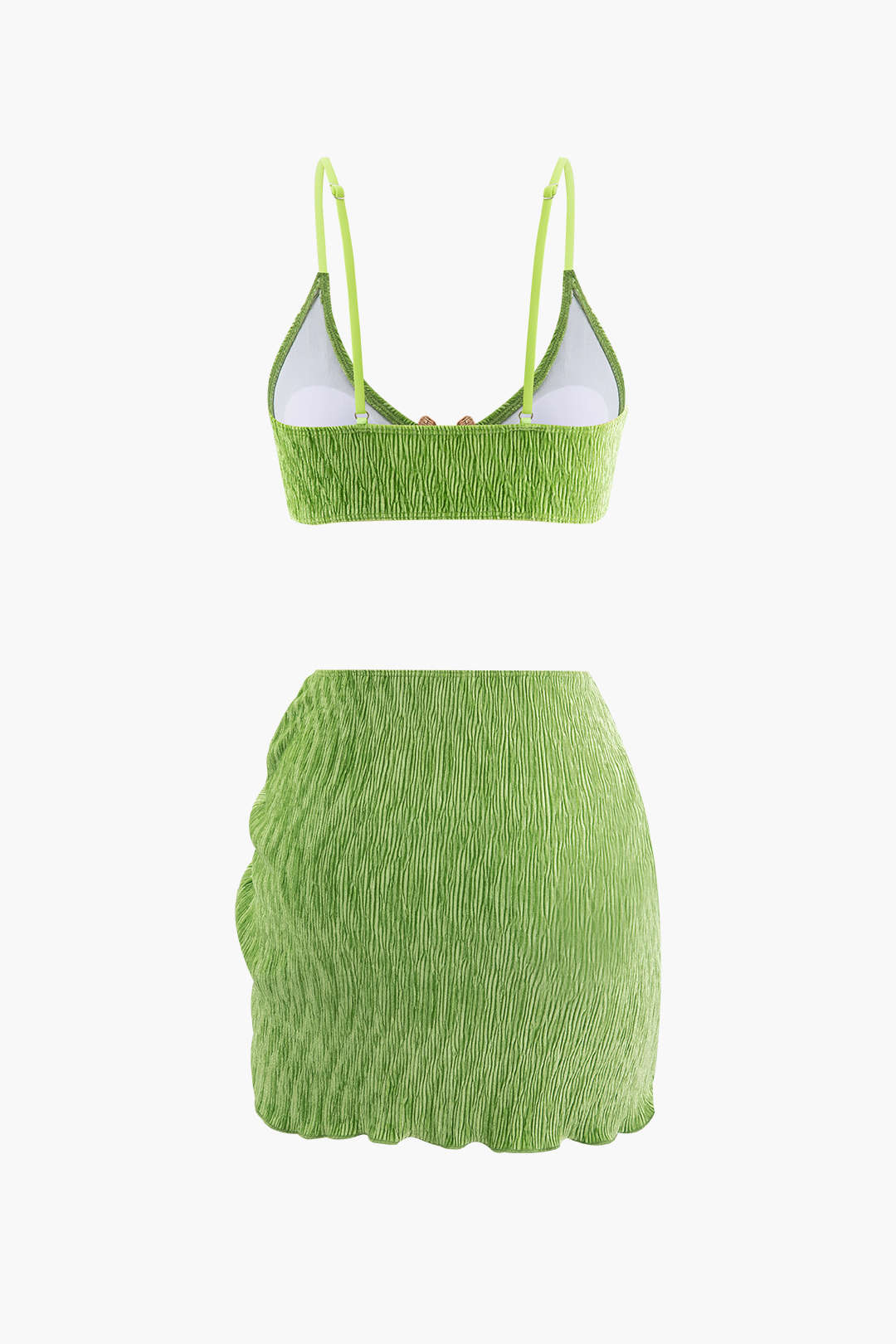 Fluweelstructuur U-Ring Bikini Met Sarong 3-Delige Set