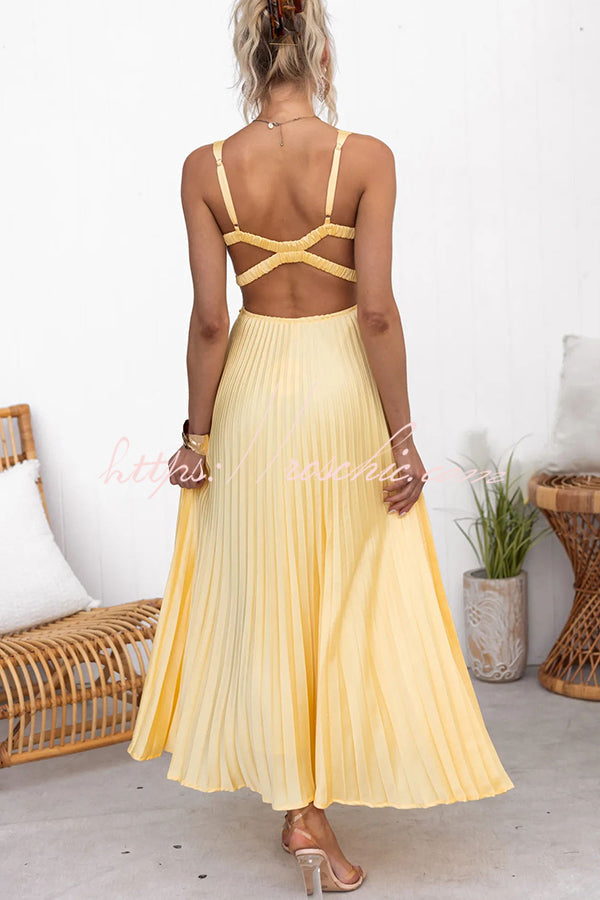 Elegante Geplisseerde Maxi Jurk