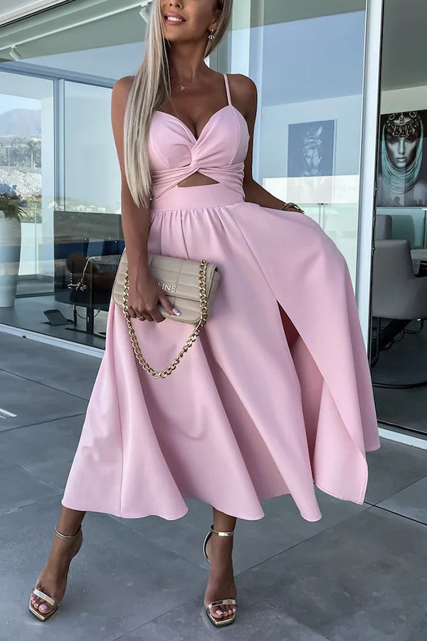 Annika Comfy Midi Jurk met Uitsparingen voor Zakken