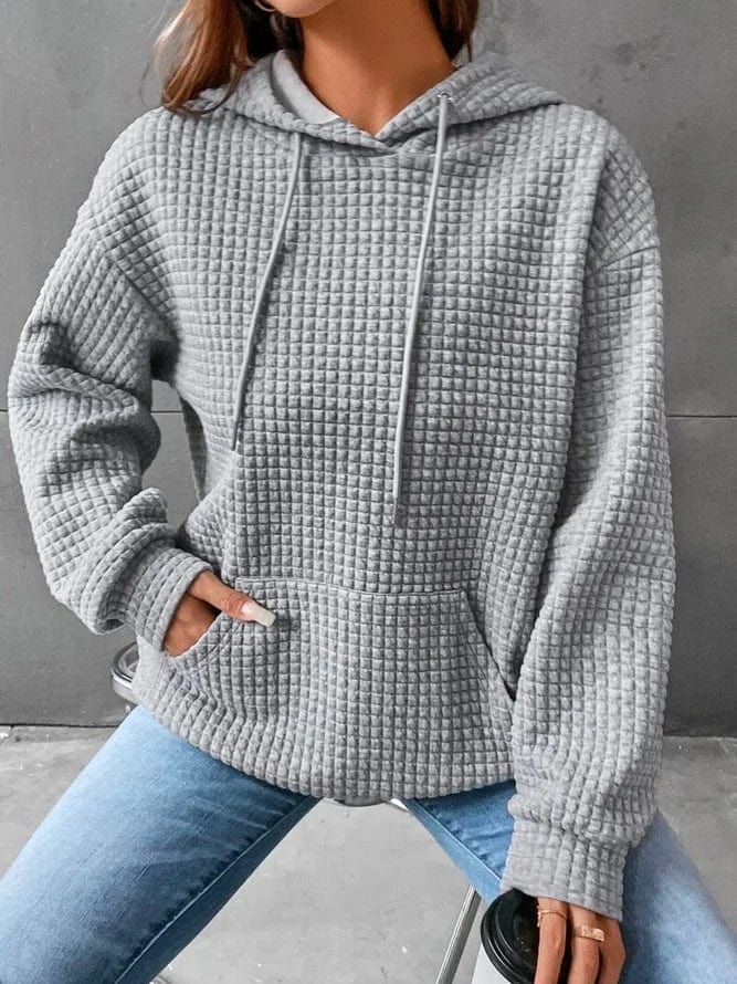 Dames Hoodie – Relaxed pasvorm – Gewatteerde Stof – Capuchon met Koord – Kangoeroezak