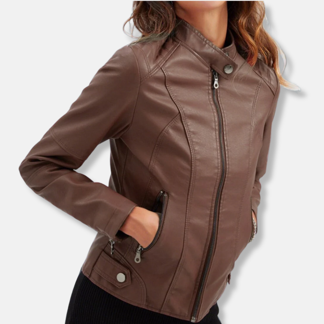Women's biker jacket – Tailored Fit – Stand-up collar – Zip pockets
