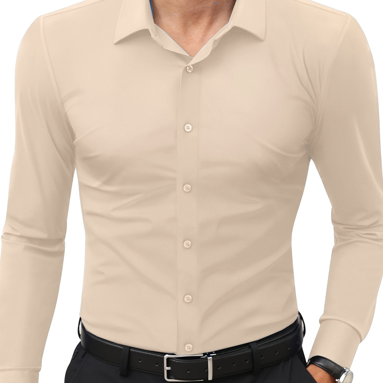 Slim-Fit Stretch Overhemd met Knoopsluiting voor Heren