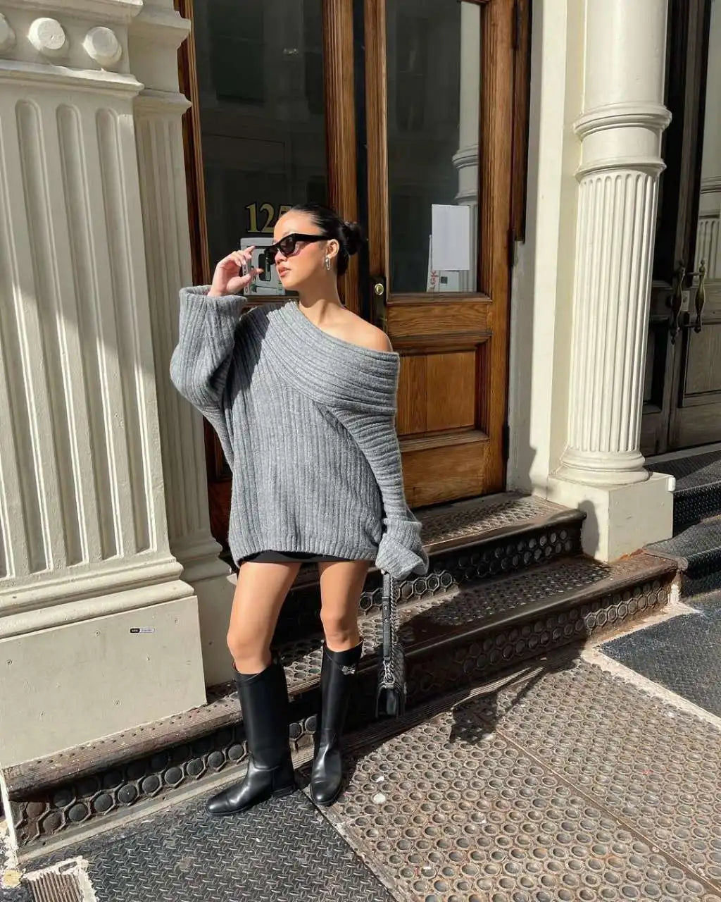 Luna Off-Shoulder Sweater | Knitted Comfortable Sweater