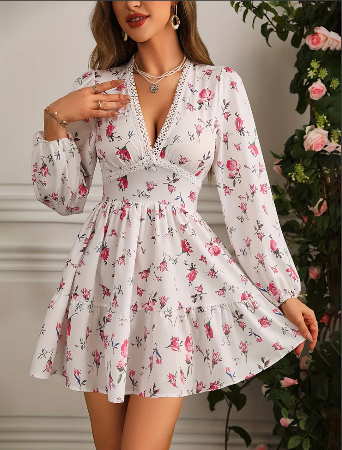 Stijlvolle Bloemen Mini Jurk voor Dames