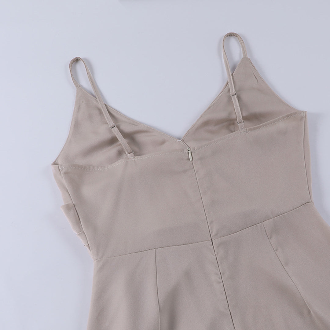 elegante satijnen jurk met split voor dames