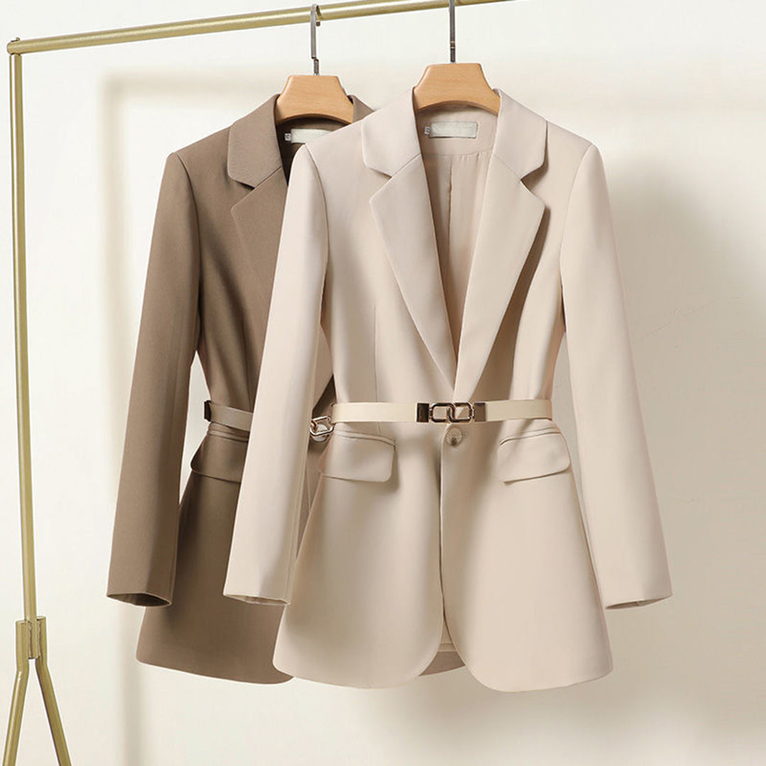 Damesjas – Relaxte Pasvorm – Getailleerde Taille – Ceintuur – Enkele Knoop – Smart Casual