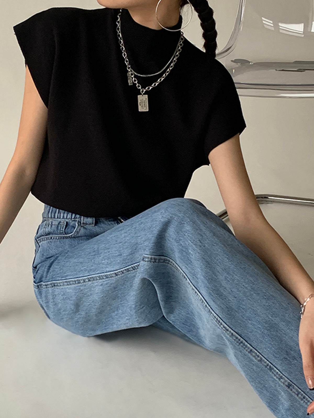 Casual Effen Pullover Vest